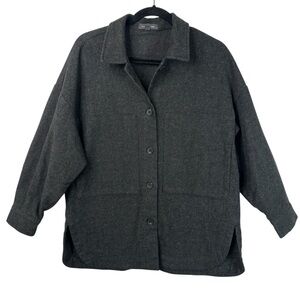 Grade + Gather Women's Charcoal Gray Jacket Wool Blend Button Front Wool Blend